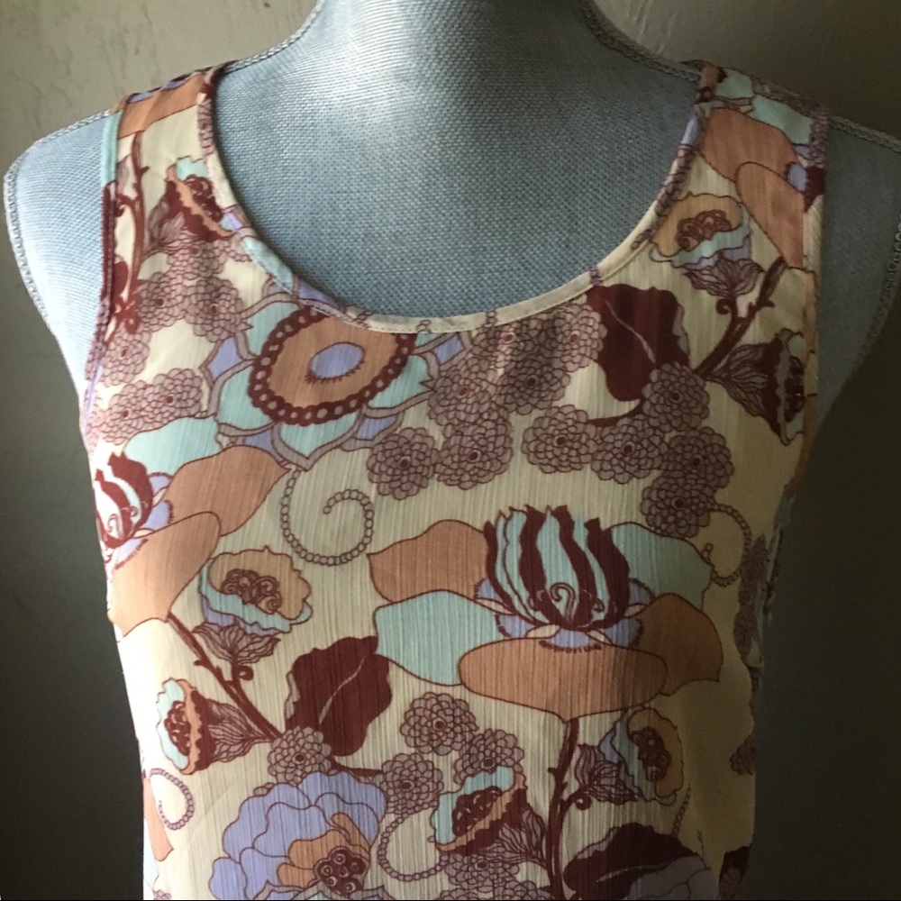 Beestango Sleeveless Floral Overlay Dress